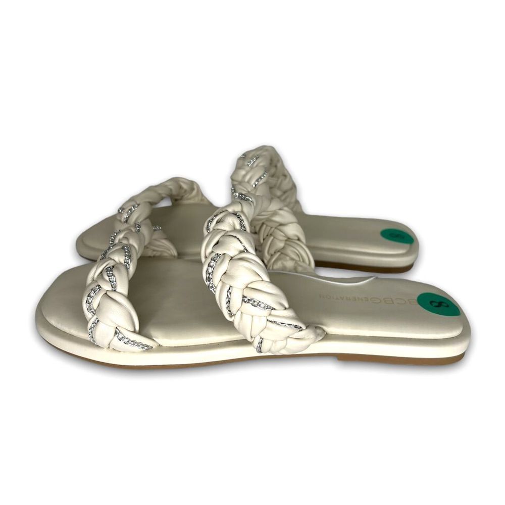 BCBGENERATION Tanya Cream Braided Strap Vegan Leather Slip On Sandal, Size 8 - Picture 8 of 12